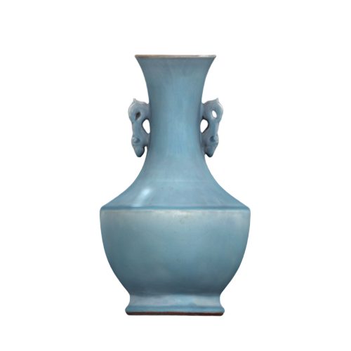 天蓝釉螭耳瓶