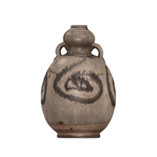 灰釉斑纹双耳葫芦瓶