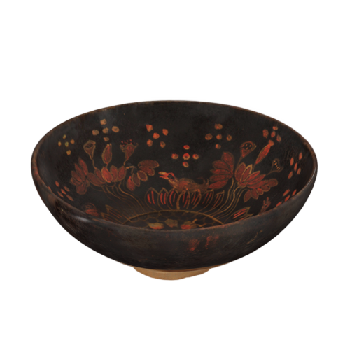 永和窑黑釉彩花碗