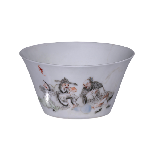 墨彩蝠寿纹碗杯