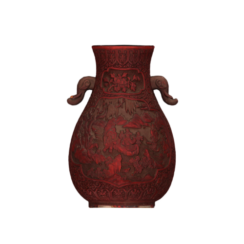 剔红八仙图象耳瓶