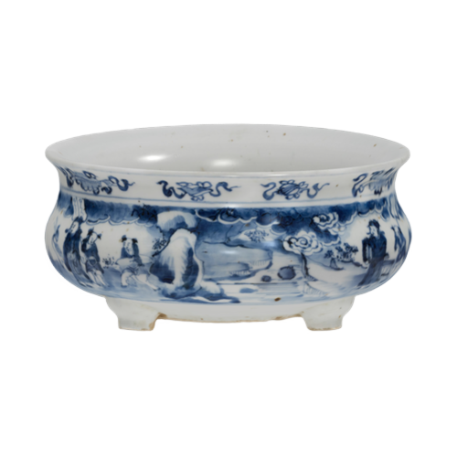 青花山水人物故事炉