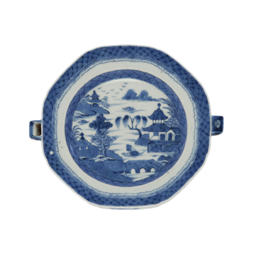 青花山水纹温盘