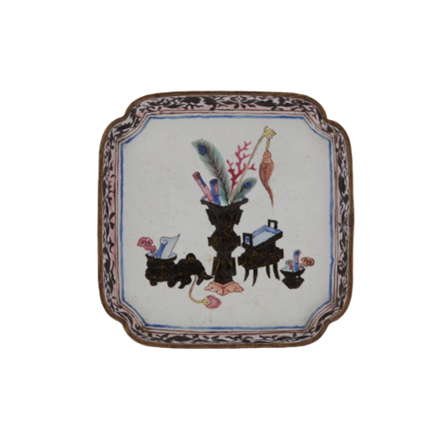 画珐琅博古纹盘