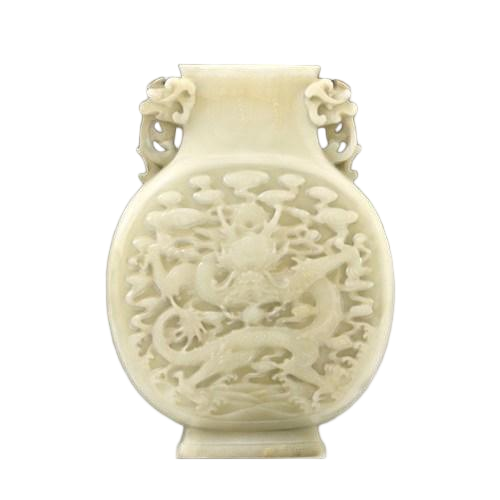 云龙纹白玉扁壶