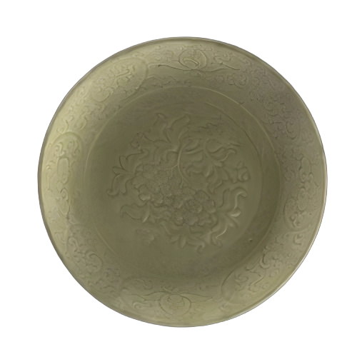 龙泉窑青釉牡丹纹大盘