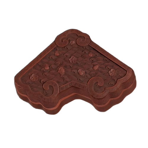 剔红落花流水纹磬式盒