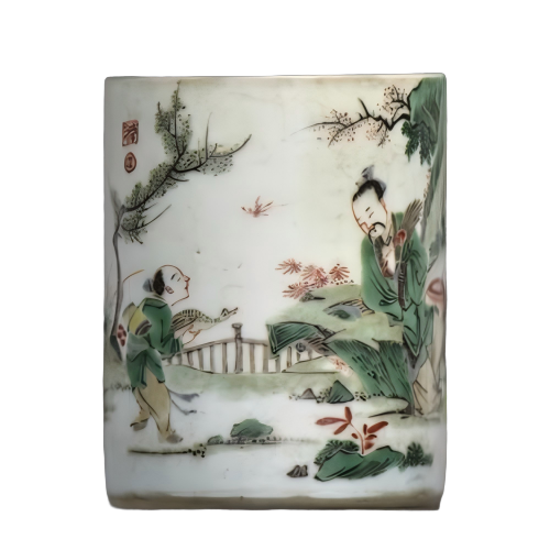 五彩人物纹笔筒