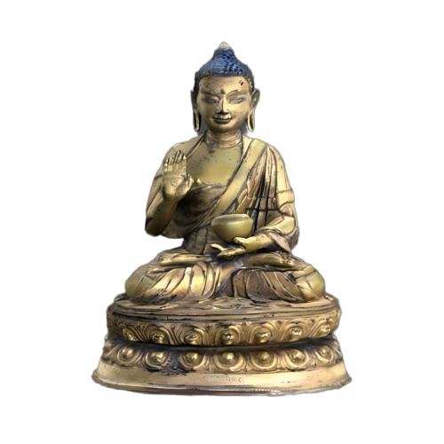 铜鎏金药师佛像