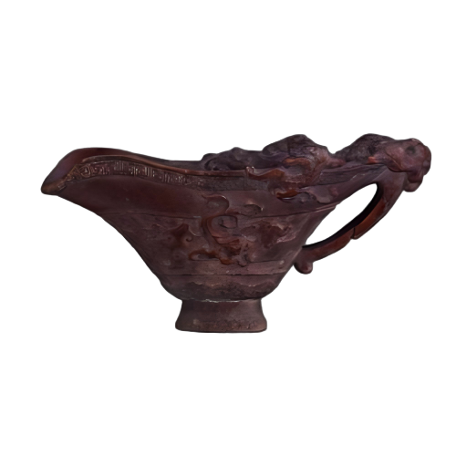 犀角雕螭虎纹杯