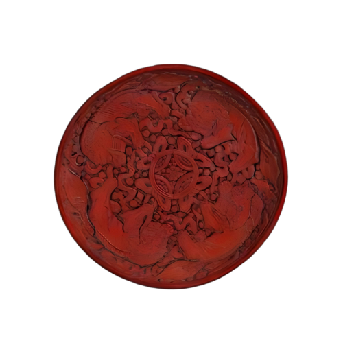 剔红狮子戏绣球盘