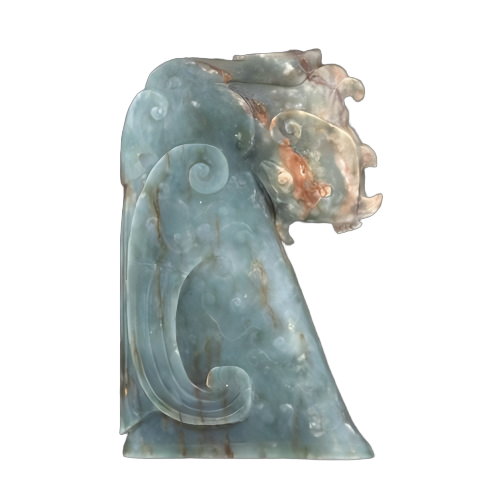 青玉凤凰形花插