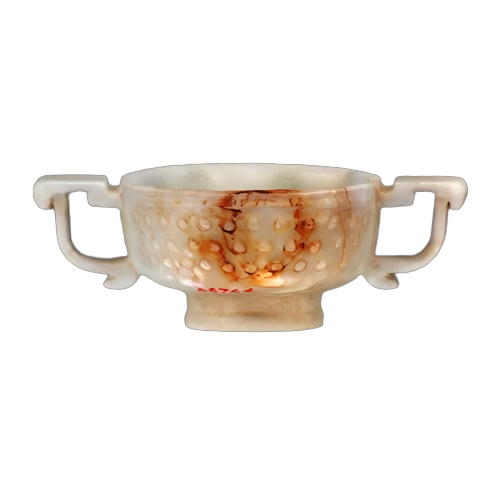 白玉乳钉纹双耳杯