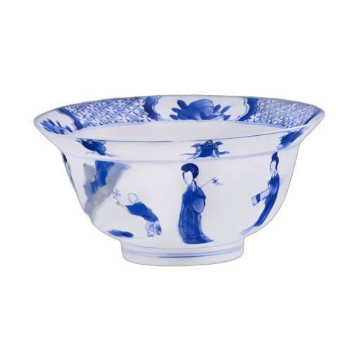 仿成化青花人物纹碗