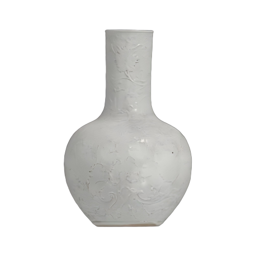 白釉刻缠枝莲纹天球瓶