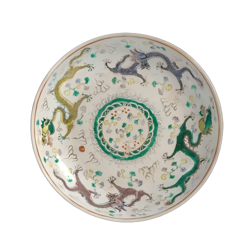 素三彩云龙纹盘