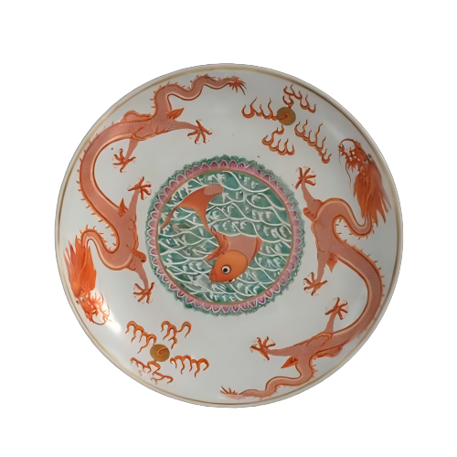 五彩鱼龙纹盘