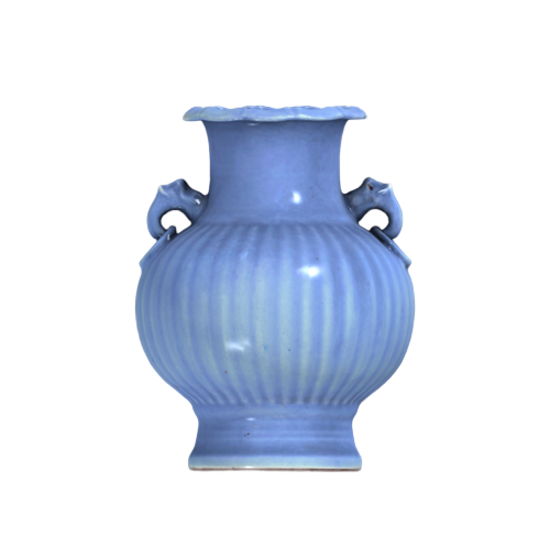 天蓝釉双耳瓶