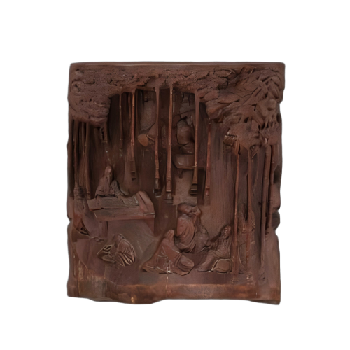 竹雕“竹林七贤”笔筒